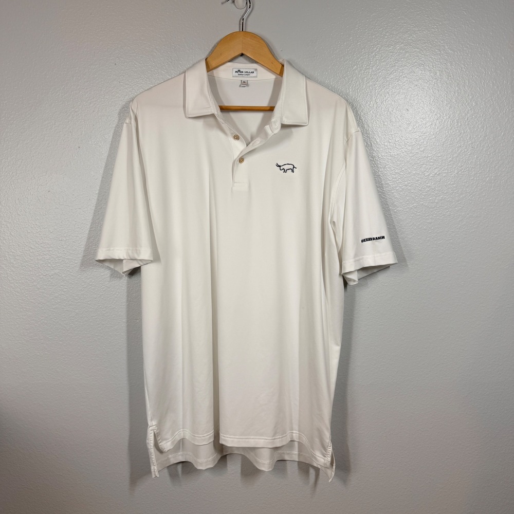 Peter Millar Polo Shirt Mens XL White Summer Comfort Gozzer Ranch Golf Short Slv